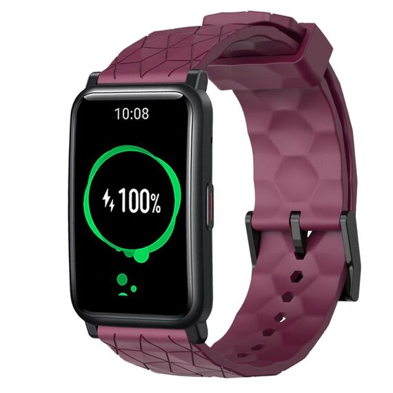 For Honor Watch ES 20mm Cinturino per orologio in silicone tinta unita con motivo a calcio (rosso vino)
