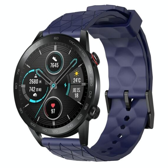 Per Honor MagicWatch2 42mm 20mm Cinturino per orologio in silicone tinta unita con motivo a calcio (blu navy)