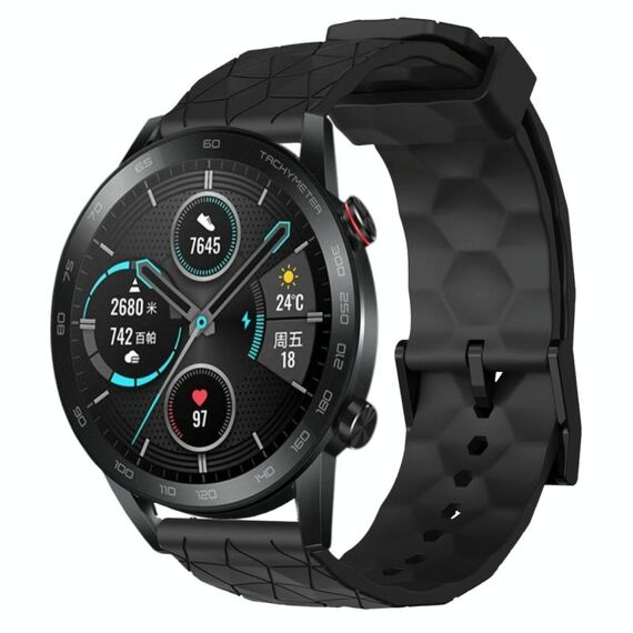 Per Honor MagicWatch2 42mm 20mm Cinturino per orologio in silicone tinta unita con motivo a calcio (nero)