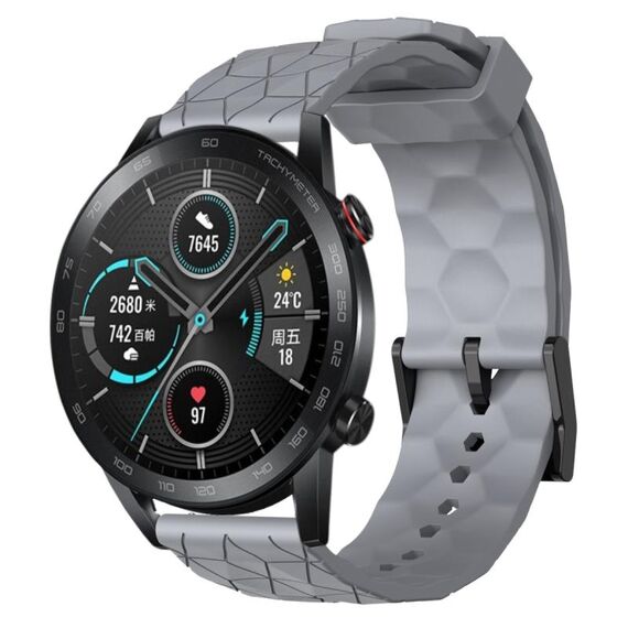 Per Honor MagicWatch2 42mm 20mm Cinturino per orologio in silicone tinta unita con motivo a calcio (grigio)