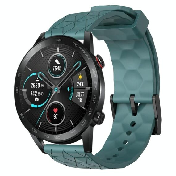 For Honor MagicWatch2 42mm 20mm Cinturino in silicone a tinta unita con motivo calcio (Rock Cyan)