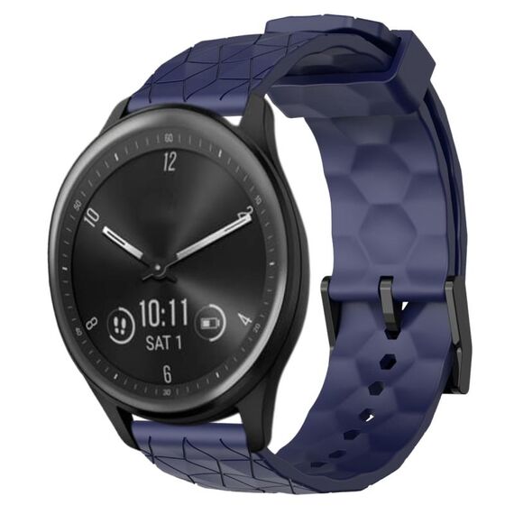 Per Garmin Vivomove Sport 20mm Cinturino per orologio in silicone tinta unita con motivo a calcio (blu navy)