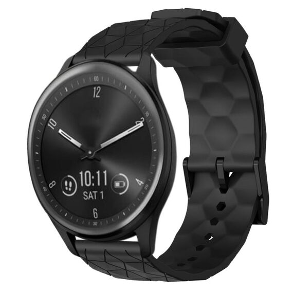 Per Garmin Vivomove Sport 20mm Cinturino per orologio in silicone tinta unita modello calcio (nero)