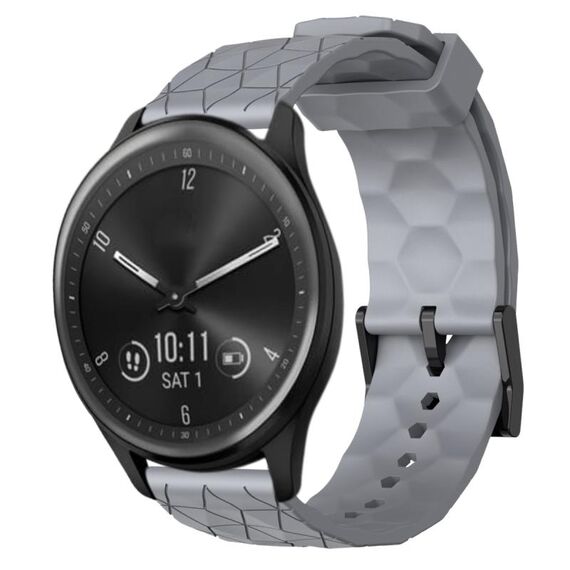 Per Garmin Vivomove Sport 20mm Cinturino per orologio in silicone tinta unita con motivo a calcio (grigio)