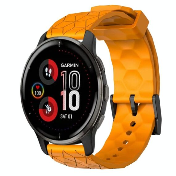 Per Garmin Venu 2 Plus 20mm Cinturino per orologio in silicone tinta unita con motivo a calcio (giallo)