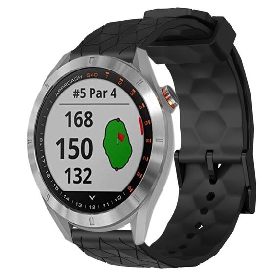 Per Garmin Approach S40 20mm Cinturino per orologio in silicone tinta unita con motivo a calcio (nero)