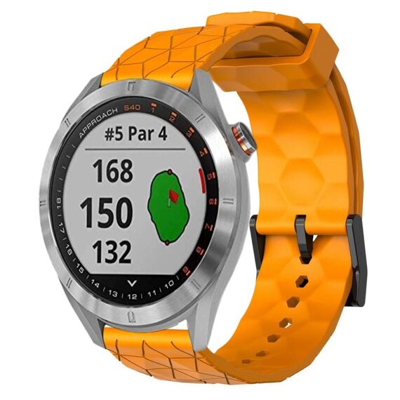 Per Garmin Approach S40 Cinturino per orologio in silicone tinta unita da 20 mm con motivo a calcio (giallo)