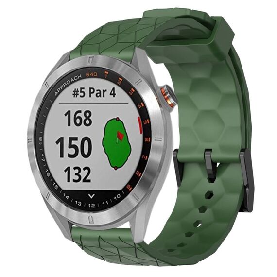 Per Garmin Approach S40 Cinturino per orologio in silicone tinta unita da 20 mm con motivo a calcio (verde militare)