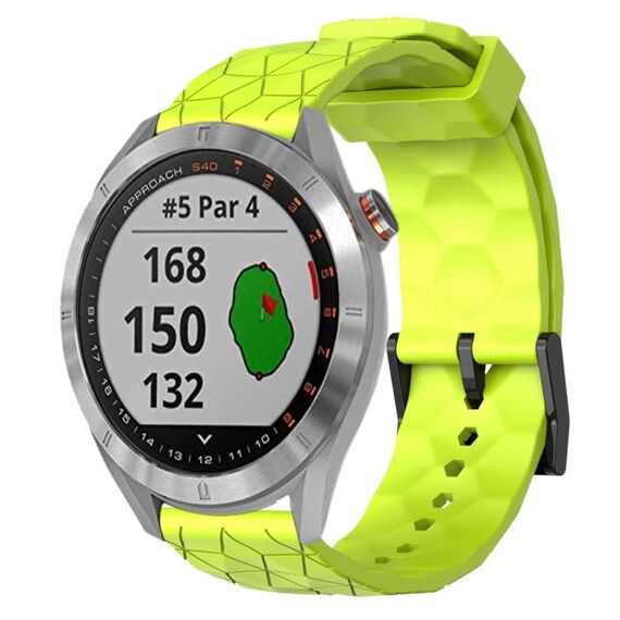 Per Garmin Approach S40 Cinturino per orologio in silicone tinta unita da 20 mm con motivo a calcio (verde lime)