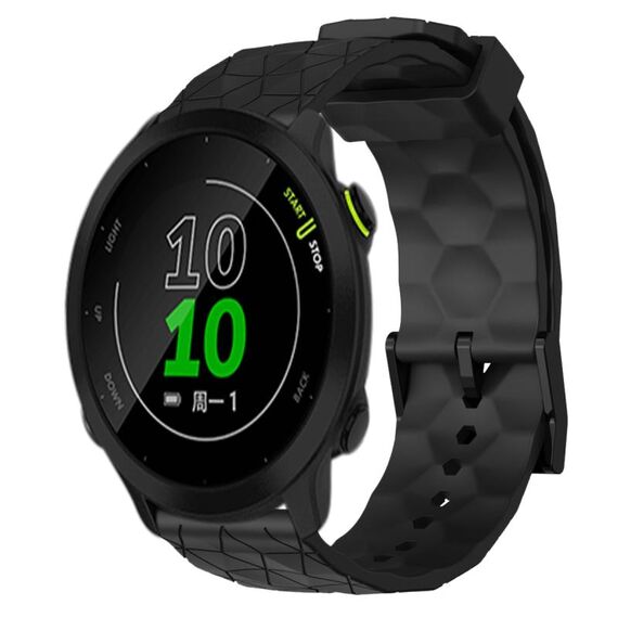 Per Garmin Forerunner 158 20mm Cinturino per orologio in silicone tinta unita con motivo a calcio (nero)