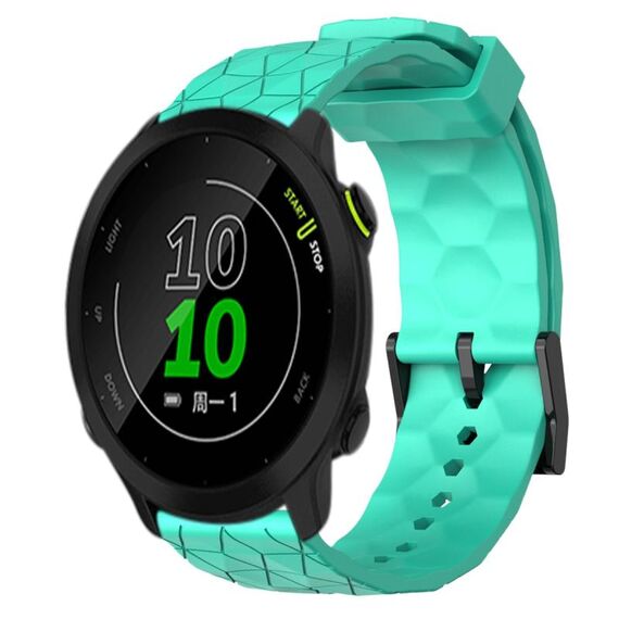 Per Garmin Forerunner 158 20mm Cinturino per orologio in silicone tinta unita con motivo a calcio (verde acqua)