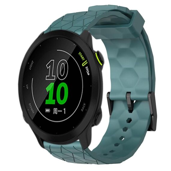 Per Garmin Forerunner 158 20mm Cinturino per orologio in silicone tinta unita con motivo a calcio (Rock Cyan)
