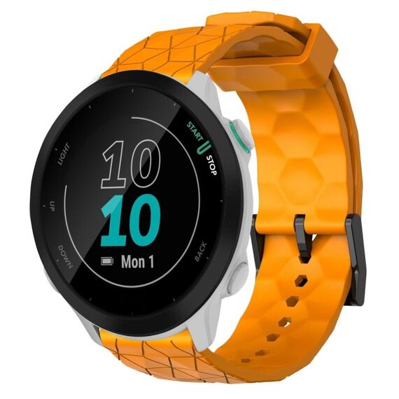 Per Garmin Forerunner 55 20mm Cinturino per orologio in silicone tinta unita con motivo a calcio (giallo)