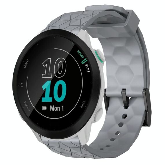 Per Garmin Forerunner 55 20mm Cinturino per orologio in silicone tinta unita con motivo a calcio (grigio)