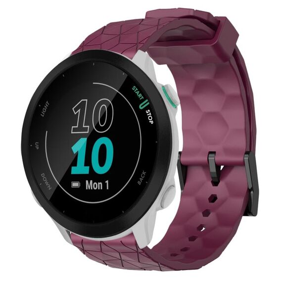 Per Garmin Forerunner 55 20mm Cinturino per orologio in silicone tinta unita con motivo a calcio (rosso vino)