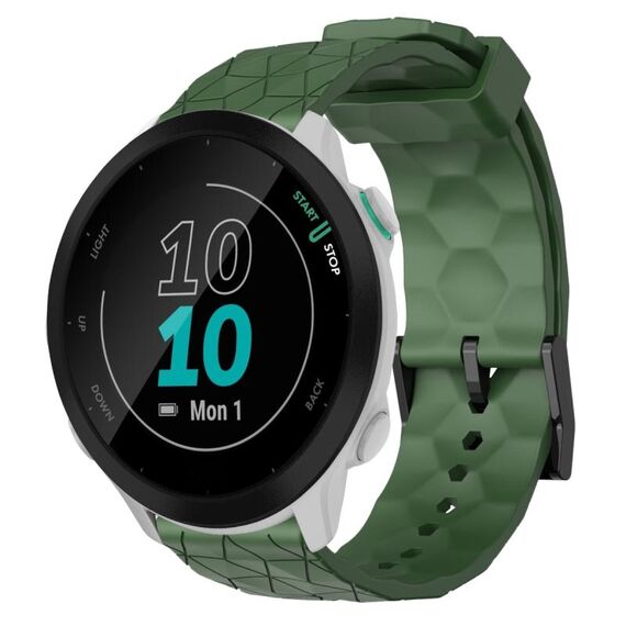 Per Garmin Forerunner 55 20mm Cinturino per orologio in silicone tinta unita con motivo a calcio (verde militare)
