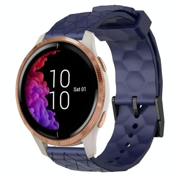 Per Garmin Venu 20mm Cinturino per orologio in silicone tinta unita con motivo a calcio (blu navy)