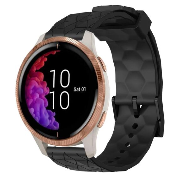 Per Garmin Venu 20mm Cinturino per orologio in silicone tinta unita modello calcio (nero)