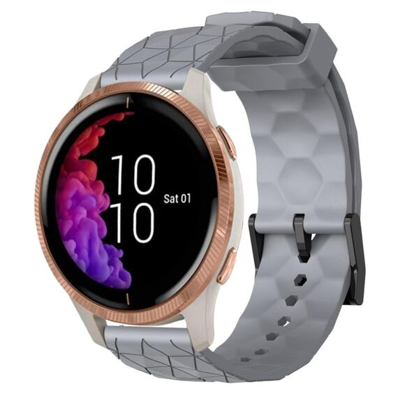 Per Garmin Venu 20mm Cinturino per orologio in silicone tinta unita con motivo a calcio (grigio)
