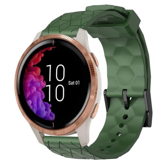 Per Garmin Venu 20mm Cinturino per orologio in silicone tinta unita modello calcio (verde militare)