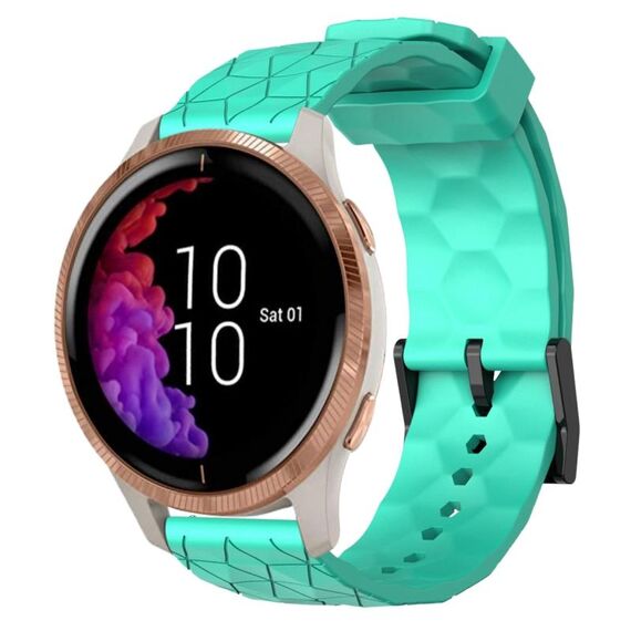 Per Garmin Venu 20mm Cinturino per orologio in silicone tinta unita modello calcio (verde acqua)