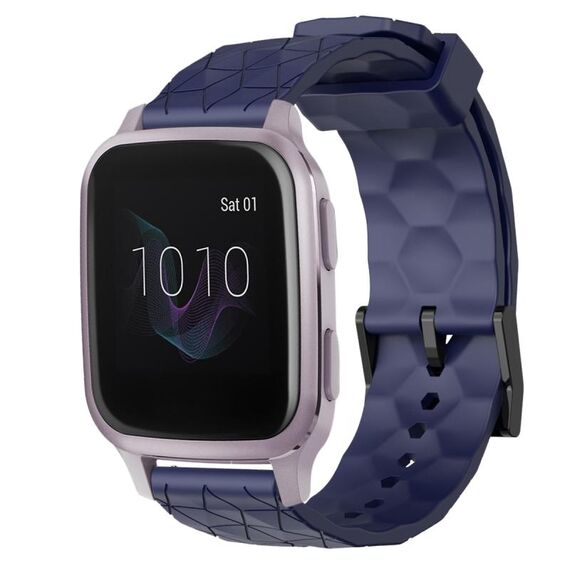 Per Garmin Venu SQ 20mm Cinturino per orologio in silicone tinta unita con motivo a calcio (blu navy)
