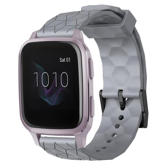Per Garmin Venu SQ 20mm Cinturino per orologio in silicone tinta unita con motivo a calcio (grigio)