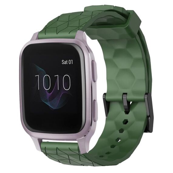 Per Garmin Venu SQ 20mm Cinturino per orologio in silicone tinta unita con motivo a calcio (verde militare)
