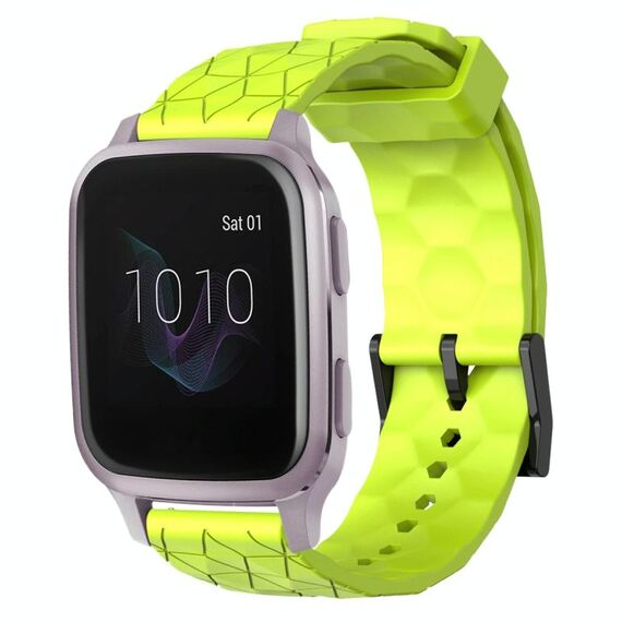 Per Garmin Venu SQ 20mm Cinturino per orologio in silicone tinta unita con motivo a calcio (verde lime)