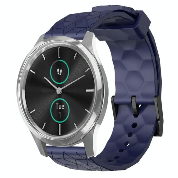 Per Garminmove Luxe 20mm Cinturino per orologio in silicone tinta unita con motivo a calcio (blu navy)