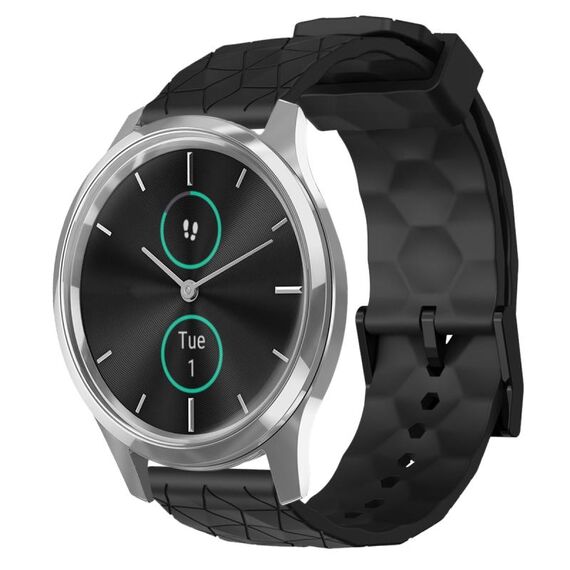 Per Garminmove Luxe 20mm Cinturino per orologio in silicone tinta unita modello calcio (nero)