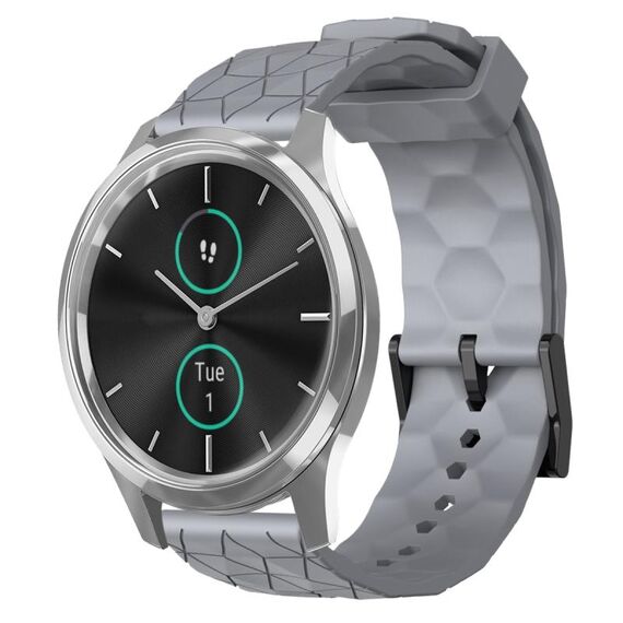 Per Garminmove Luxe 20mm Cinturino per orologio in silicone tinta unita con motivo a calcio (grigio)