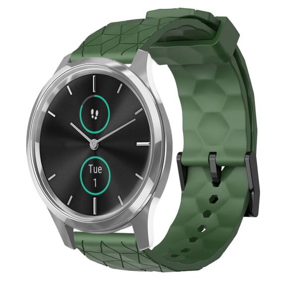 Per Garminmove Luxe 20mm Cinturino per orologio in silicone tinta unita con motivo a calcio (verde militare)
