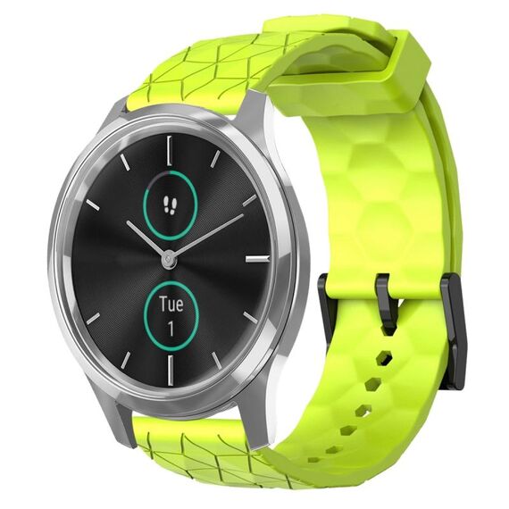 Per Garminmove Luxe 20mm Cinturino per orologio in silicone tinta unita con motivo a calcio (verde lime)