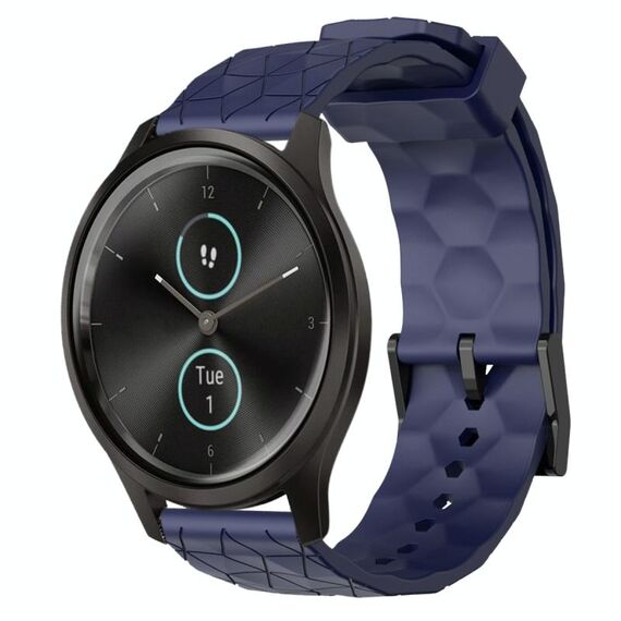 Per Garminmove Style 20mm Cinturino per orologio in silicone tinta unita con motivo a calcio (blu navy)