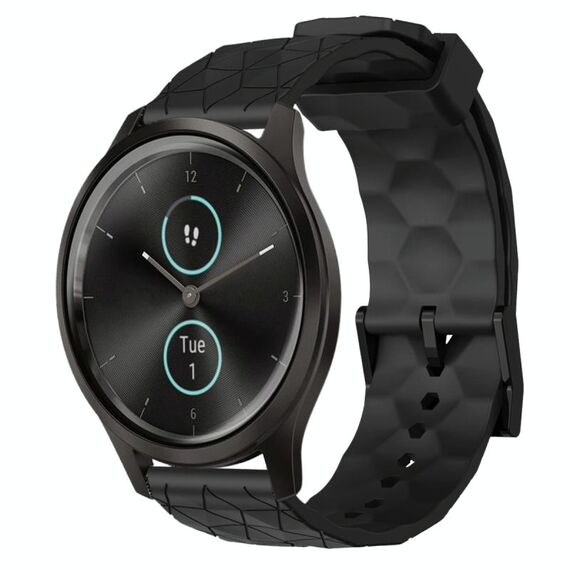 Per Garminmove Style 20mm Cinturino per orologio in silicone tinta unita con motivo a calcio (nero)