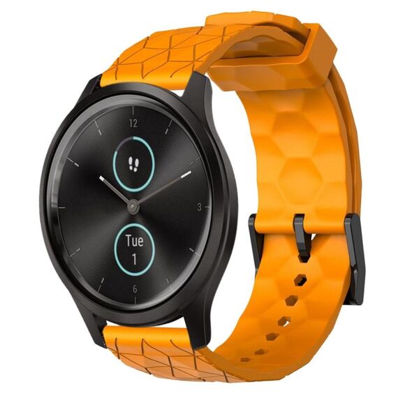 Per Garminmove Style 20mm Cinturino per orologio in silicone tinta unita con motivo a calcio (giallo)