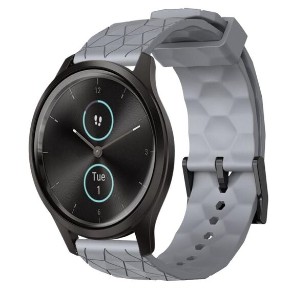 Per Garminmove Style 20mm Cinturino per orologio in silicone tinta unita con motivo a calcio (grigio)