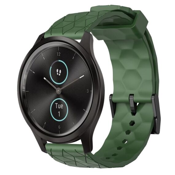Per Garminmove Style 20mm Cinturino per orologio in silicone tinta unita con motivo a calcio (verde militare)