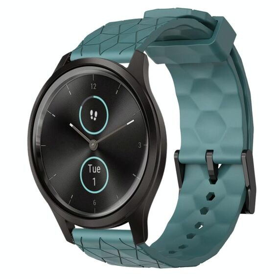 Per Garminmove Style 20mm Cinturino per orologio in silicone tinta unita con motivo a calcio (Rock Cyan)