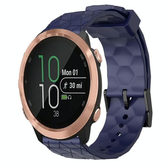 Per Garmin Forerunner 645 Music Cinturino per orologio in silicone tinta unita da 20 mm con motivo a calcio (blu navy)