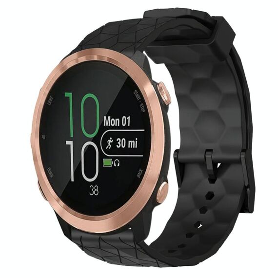 Per Garmin Forerunner 645 Music 20mm Cinturino per orologio in silicone tinta unita con motivo a calcio (nero)