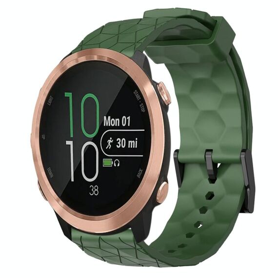 Per Garmin Forerunner 645 Music Cinturino per orologio in silicone tinta unita da 20 mm con motivo a calcio (verde militare)