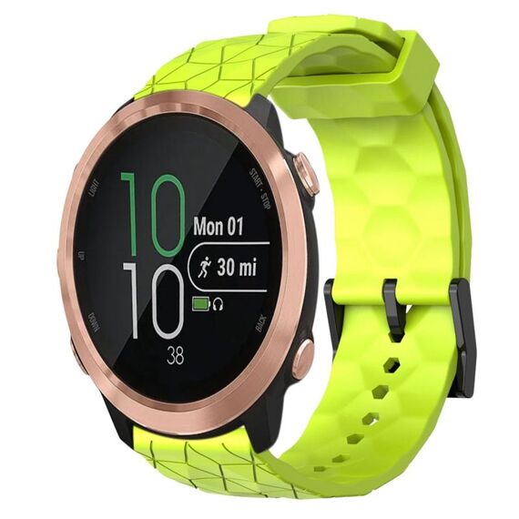 Per Garmin Forerunner 645 Music Cinturino per orologio in silicone tinta unita da 20 mm con motivo a calcio (verde lime)