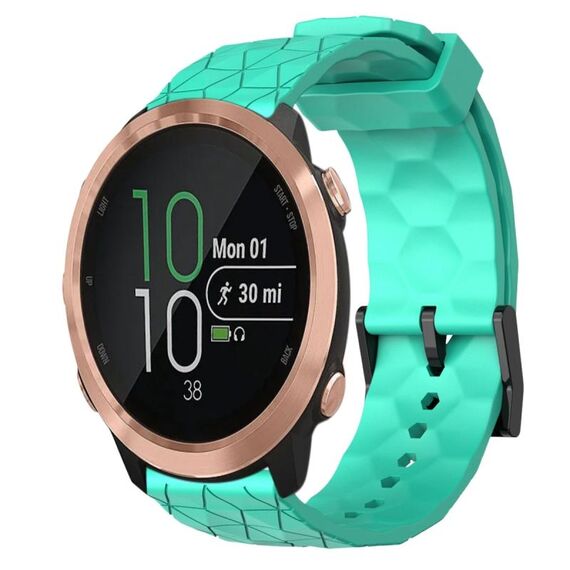Per Garmin Forerunner 645 Music Cinturino per orologio in silicone tinta unita da 20 mm con motivo a calcio (verde acqua)