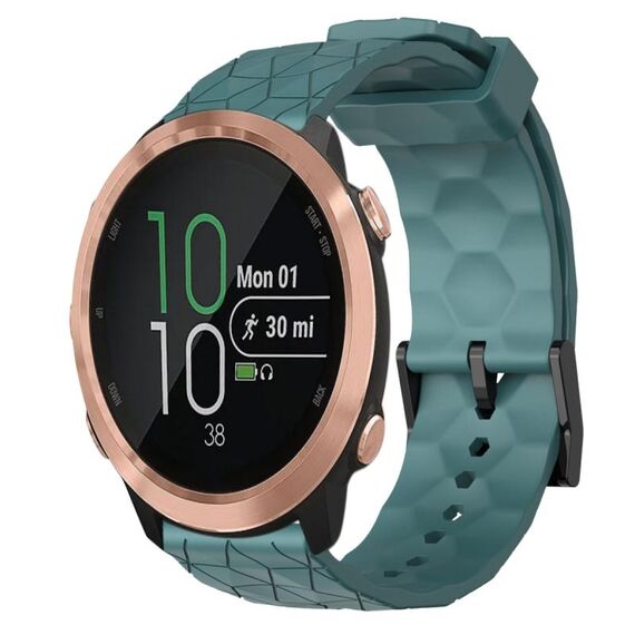 Per Garmin Forerunner 645 Music Cinturino per orologio in silicone tinta unita da 20 mm con motivo a calcio (Rock Cyan)