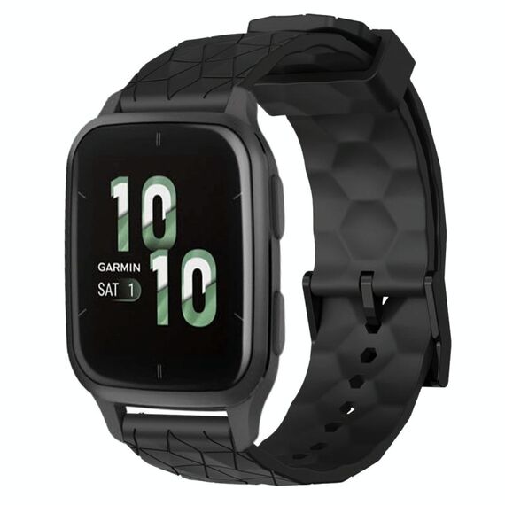 Per Garmin Forerunner Sq2 Cinturino per orologio in silicone tinta unita da 20 mm con motivo a calcio (nero)