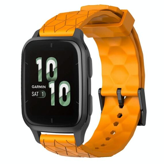 Per Garmin Forerunner Sq2 Cinturino per orologio in silicone tinta unita da 20 mm con motivo a calcio (giallo)