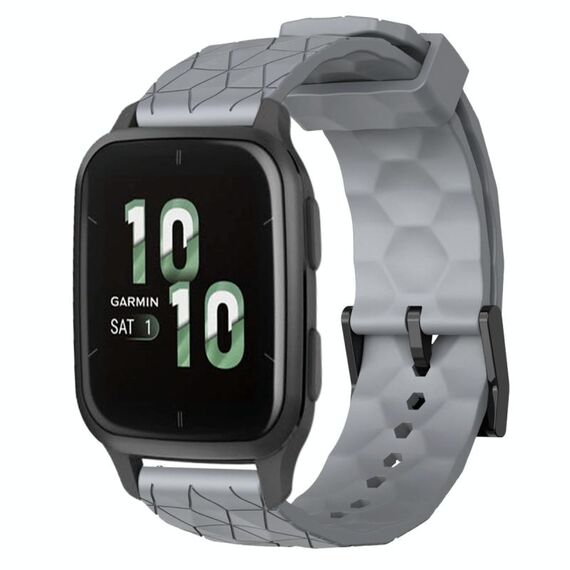Per Garmin Forerunner Sq2 Cinturino per orologio in silicone tinta unita da 20 mm con motivo a calcio (grigio)