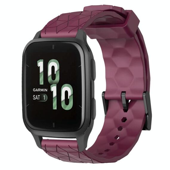 Per Garmin Forerunner Sq2 Cinturino per orologio in silicone tinta unita da 20 mm con motivo a calcio (rosso vino)